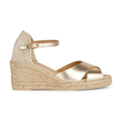 Image of Geox D Gelsa Espadrilles, Women&#039;s, Size: 7.5, Light gold Leather and textile