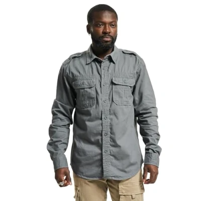 Image of Brandit Vintage Shirt, Men&#039;s, Size: Medium, Charcoal grey