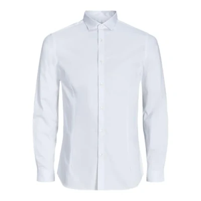 Image of JACK &amp; JONES Men&#039;s Jjprparma Shirt L/S Pls Business Shirt, White/fit: loose fit, 6XL