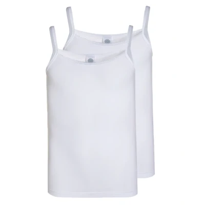 Image of Sanetta Girls&#039; Undershirt (Twin Pack) High Quality and Sustainable Cotton for Girls Contents: Set of 2 Underwear Girls, White, 164