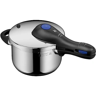 Image of WMF Perfect Plus One Pot Schnellkochtopf Induktion 2,5l, Dampfkochtopf mit Flammschutz, großes Kochsignal, 2 Kochstufen, abnehmbarer Deckelgriff, Einhand Kochstufenregler, Cromargan Edelstahl poliert