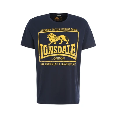Image of Lonsdale Normale Passform Print Tshirt, Men&#039;s, Size: XXL, Navy
