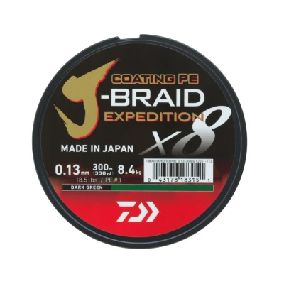 Image of Daiwa J Braid Expedition X8E Braided line Dark Green 0.13mm/8.4kg (150m) fishing