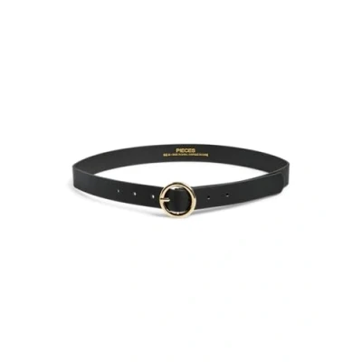 Image of Pieces Belt black/goldcoloured, Women&#039;s, Size: 36, Black/gold coloured