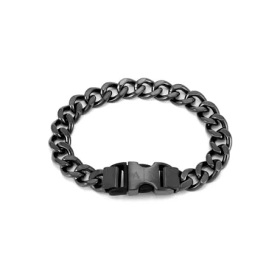Image of Armani Exchange LOGO Bracelet, Men&#039;s, Size: One Size, Black