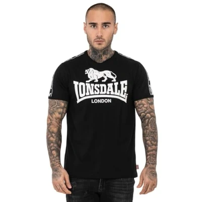 Image of Lonsdale Normale Passform Stour Print Tshirt, Men&#039;s, Size: 3XL, Black white