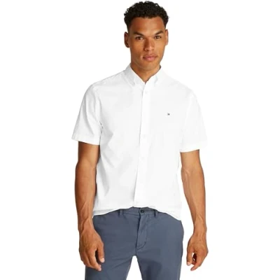 Image of Tommy Hilfiger FLEX Solid Shirt, Men&#039;s, Size: Medium, Optic white