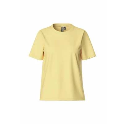 Image of Pieces Pcria Solid TEE Basic Tshirt, Women&#039;s, Size: XS, Pale banana