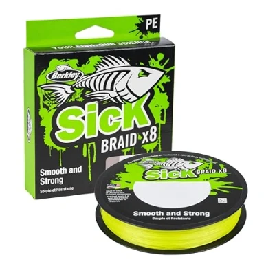 Image of Berkley Sick Braid Hi Viz Yellow 300m 0,29mm (26,4kg/58lb) Braided fishing line