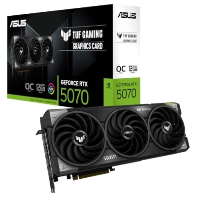 Image of ASUS TUF Gaming GeForce RTX 5070 12GB GDDR7 OC Edition Graphics Card (NVIDIA Blackwell Architecture and DLSS 4, 2.5 Slot Design, SSF, PCIe 5.0, 3X DisplayPort 2.1b, 2X HDMI 2.1b)
