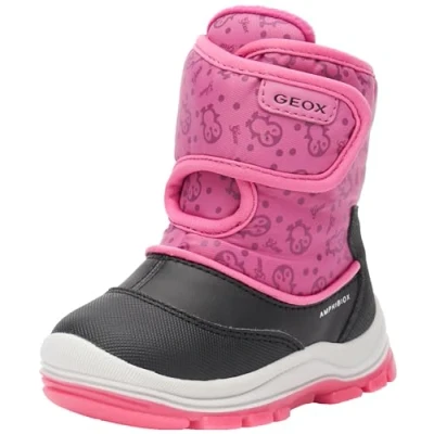 Image of Geox Baby Girl&#039;s B Flannel ABX Ankle Boot, Black Fuchsia, 4.5 UK Child