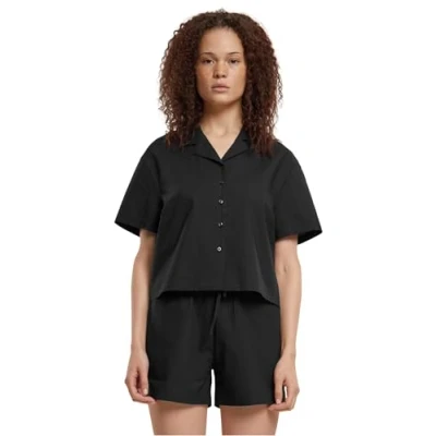Image of Urban Classics Women&#039;s Ladies Seersucker Shirt, Black, M