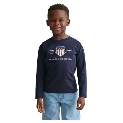 Image of GANT Archive Shield Unisex Long sleeved top for kids, Size: 24m, Evening blue