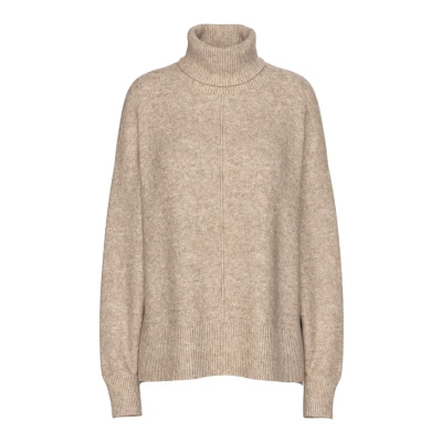 Image of Pieces Pcmalou Rollneck Jumper, Women&#039;s, Size: XS, Taupe gray