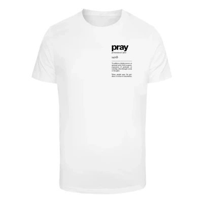 Image of Mister Tee PRAY Definition Print Tshirt, Men&#039;s, Size: Large, White