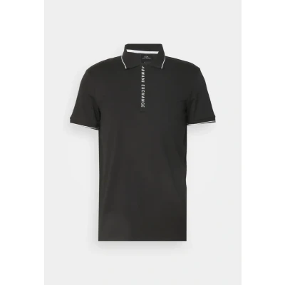 Image of Armani Exchange Men&#039;s Hidden Buttons, Stretch Cotton Polo Shirt, Black, XXL