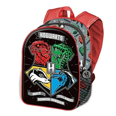 Image of Harry Potter Small 3D Backpack, 11 x 26 31 cm, Capacity 8.5 L, Black Dark Shield, One Size, Backpack Shield