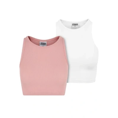Image of Urban Classics Cropped 2PACK Top, Women&#039;s, Size: XS, Lemonadepink white