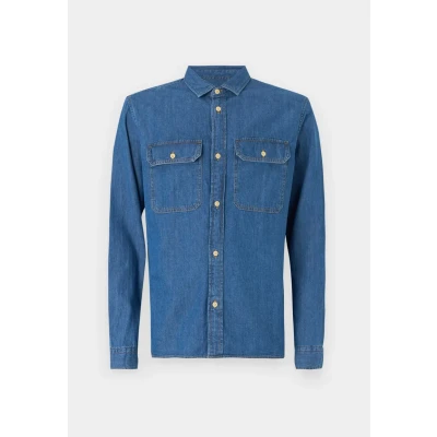 Image of JACK &amp; JONES Men&#039;s Jjetravis Shirt Ls Noos Long Sleeve, Medium Blue (Medium Denim), L