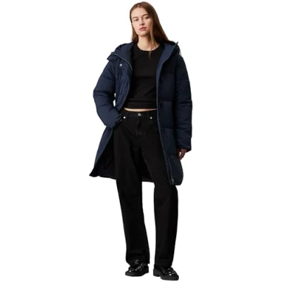 Image of Calvin Klein Jeans LOGO BELT Puffer Winter coat, Women&#039;s, Size: Large, Ink