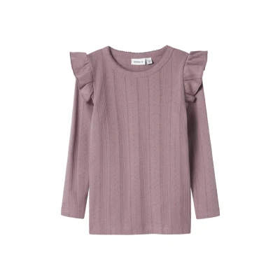 Image of NAME IT Girls Nmfjulia LS Slim Top Noos, Elderberry, 122 128
