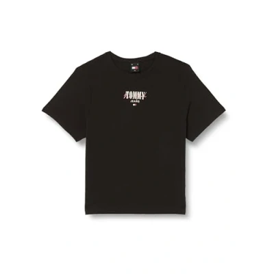 Image of Tommy Jeans SLIM Essential LOGO TEE Print Tshirt, Women&#039;s, Size: 14, Black