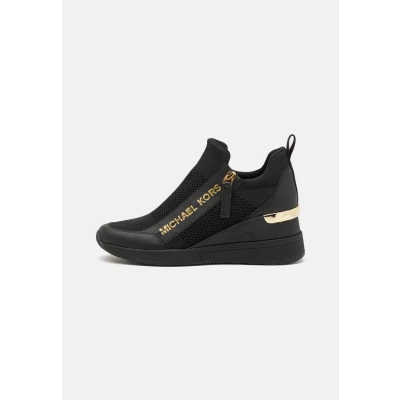 Image of Michael Kors Willis Wedge Trainer Trainers, Women&#039;s, Size: 2, Black Imitation leather/ textile