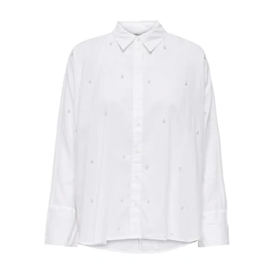 Image of ONLY Onlnew LINA Grace Pearl Shirt Buttondown blouse, Women&#039;s, Size: XS, Cloud dancer