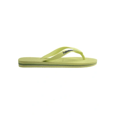 Image of Havaianas Brasil LOGO Buttercream Unisex Tbar sandals, Size: 4.5 5, Matcha green Synthetics