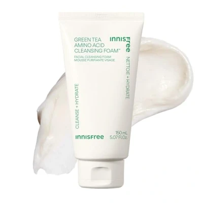 Image of innisfree Green Tea Amino Acid Cleansing Foam, Sulfate Free, Hydrating Korean Face Wash with Gentle Foam 150g