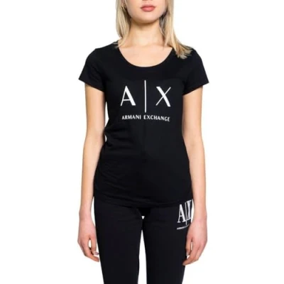 Image of Armani Exchange Women&#039;s Logo Ss T Shirt, Black, XL