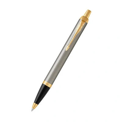 Image of Parker IM Ballpoint Pen Brushed Metal Medium Point Blue Ink Gift Box