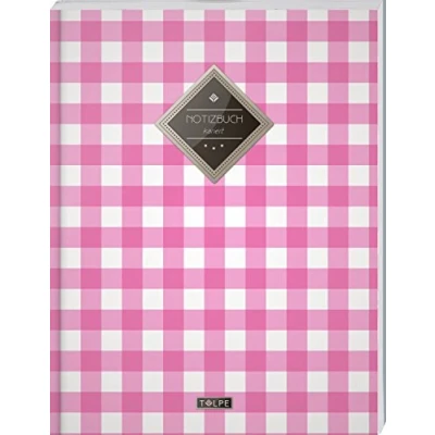 Image of TULPE Kariertes Notizbuch A4 „C133 Gingham Style“ (140+ Seiten, Vintage Softcover, Doppelrand, Seitenzahlen, Register Dickes Notizheft, Matheheft, ... Schulheft, Tagebuch, Heft Nr 26)