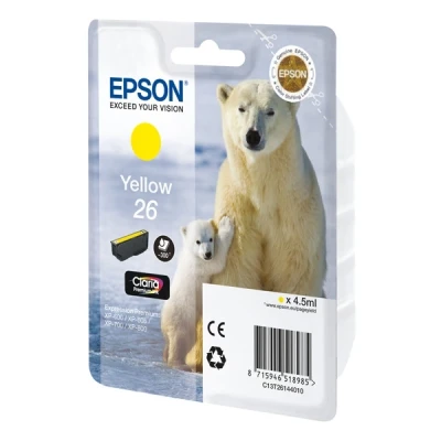 Image of Epson 26 (T2614) yellow ink cartridge (original Epson)