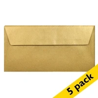 Image of Clairefontaine Ref 26085C Pollen Envelopes (Pack of 5) DL Sized, 120gsm Paper, Gummed Seal, Inkjet &amp; Laser Printer Compatible, Acid Free Golden
