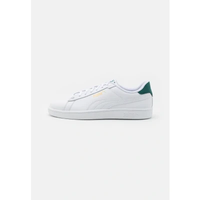 Image of Puma Smash 3.0 Unisex Trainers, Size: 12, White/malachite/gold leather and imitation