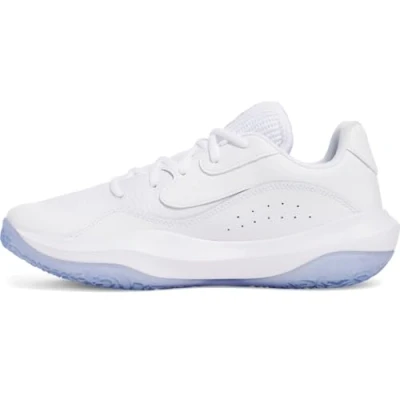 Image of Under Armour Lockdown 7 LOW Basketball shoes, Men&#039;s, Size: 7.5, White/metallic silver Imitation leather/ textile