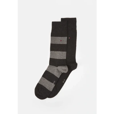 Image of Tommy Hilfiger MEN Rugby SOCK 2 PACK Socks, Men&#039;s, Size: 9 11.5, Anthracite/grey