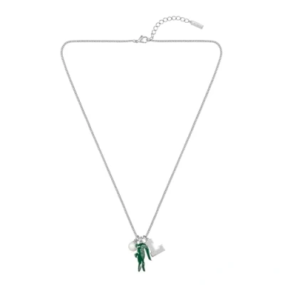 Image of Lacoste Umpire Unisex Necklace silvercoloured/green, Size: One Size, Silver coloured/green