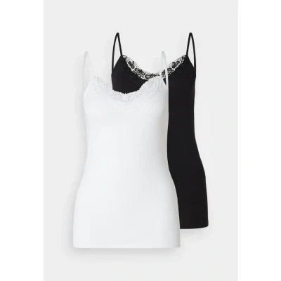 Image of Vero Moda Tall Vminge LACE Singlet 2 PACK Top, Women&#039;s, Size: XS, Black/bright white