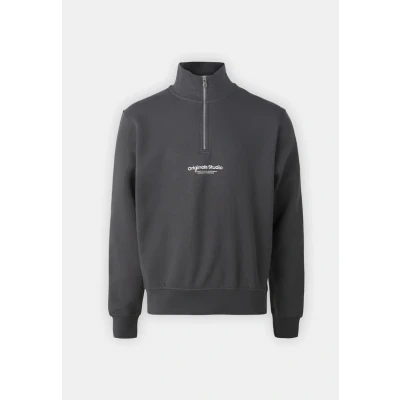 Image of JACK &amp; JONES Men&#039;s Jorvesterbro Sweat Quarter Zip Hn Noos Sweatshirt, Iron Gate, S