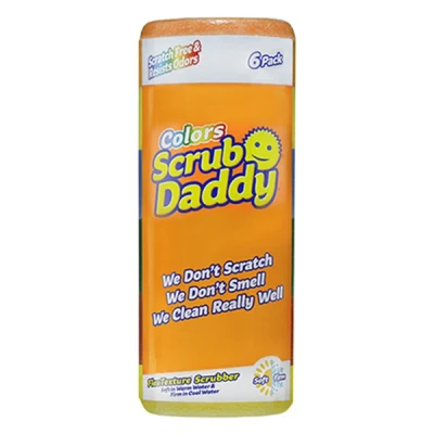 Image of Scrub Daddy Colors, Six Sponge Multipack, Dish Sponges for Washing Up, Texture Changing Scratch Free Cleaning Kitchen &amp; Bathroom, Odour Resistant, Dishwasher Safe, Multi Use Pack of 6