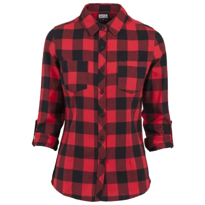 Image of Urban Classics Buttondown blouse, Women&#039;s, Size: Large, Black/red