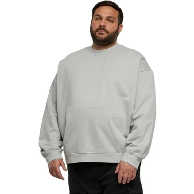 Image of Urban Classics BOXY Pocket CREW Sweatshirt, Men&#039;s, Size: 4XL, Lightasphalt