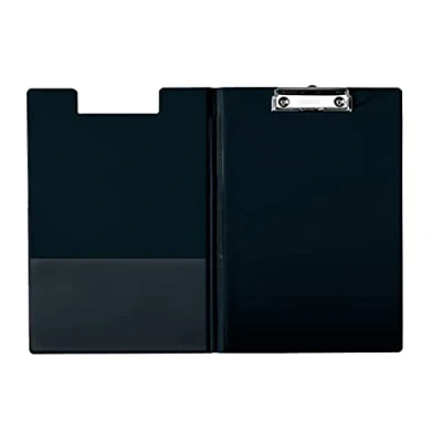 Image of Esselte 56047 A4 Clipfolder with Cover, Rigid Plastic, Black