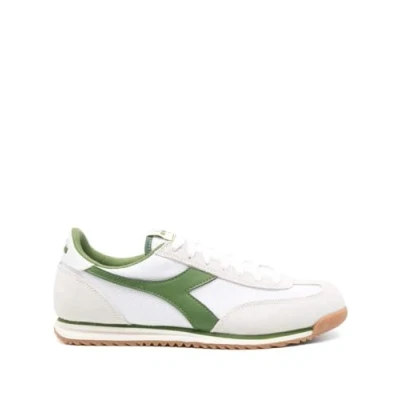 Image of Diadora Cross Unisex Trainers, Size: 6.5, White/banana palm Leather/synthetics