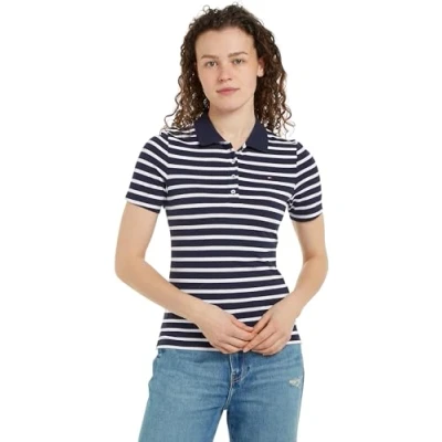 Image of Tommy Hilfiger 1985 SLIM Polo shirt, Women&#039;s, Size: XS, Breton desert sky/ecru