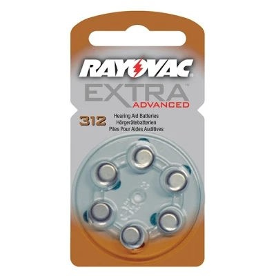 Image of Rayovac Extra Advanced 312 brown hearing aid batteries (6 pack)