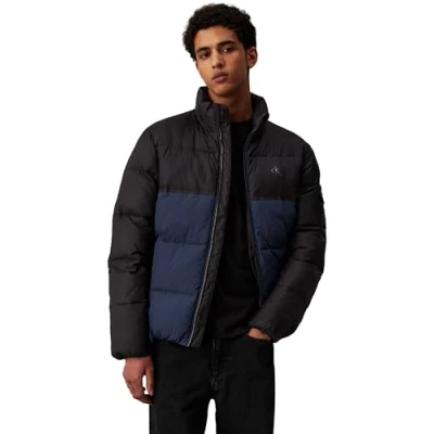 Image of Calvin Klein Jeans Blocking Puffer Winter jacket, Men&#039;s, Size: Large, Ink/black