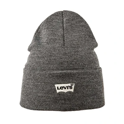 Image of Levi&#039;s Men&#039;s Batwing Embroidered Slouc Beanie, Grey (Regular 55), One Size